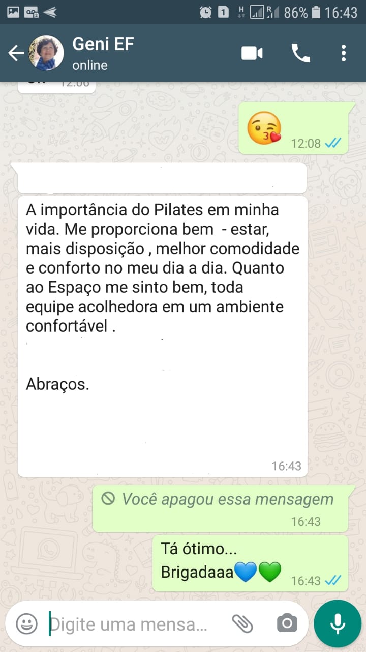 Depoimento pilates Espaço Fisio Guaratiba